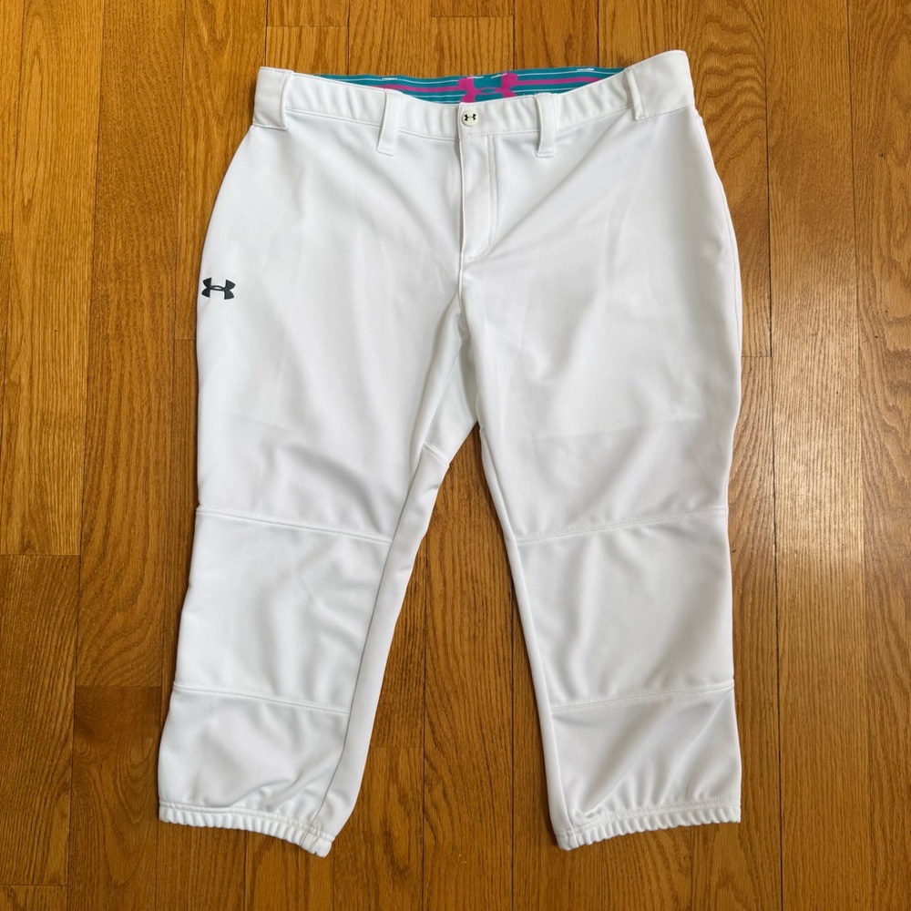 Under Armour Women’s Fitted Softball Pants White, Size Large